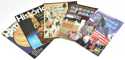 1979-1994 História folyóirat 3 db száma, I. évf. 3. és 4. sz. + olimpiai és sporttörténeti különkiadás, 36+36+36 p. + Háború és béke 2 db száma, I. évf. 3. és 4. sz., 1994 június-július, számos fotóval, 56+56 p.