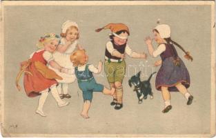 Children art postcard, blindfolded s: M. F. (r)