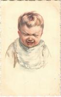 1931 Children art postcard, crying boy. SB Excelsior 2998. (EK)