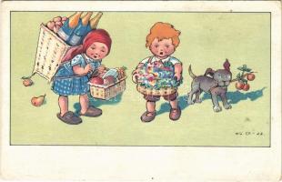 Children art postcard, dog. LP 279/VI. (EK)