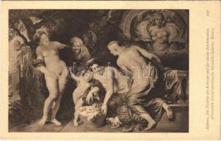Die Töchter des Kekrops und der kleine Erichthonios. Fürstlich Liechtensteinische Gemälde-Galerie Wien / Erotic nude lady art postcard s: Rubens