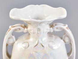 Viktoria csehszlovák porcelán váza, irizáló réteggel, matrica: Jean-François Millet: Kalászszedők (1...