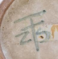 Kerámia kaspó, jelzett, belül vízköves, m:12cm, d:15cm