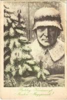 Boldog Karácsonyt Minden Magyarnak! Magyar Holnap könyvkiadó Nemzetvédelmi Propaganda Szolgálata / WWII Hungarian military art postcard with Christmas greetings (fl)