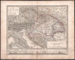 cca 1870 Az Osztrák Magyar Monarchia kőnyomatos térképe. 21x34 cm