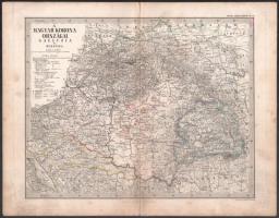 cca 1870 A Magyar Korona Országai: Galiczia és Bukovina kőnyomatos térképe. 21x34 cm
