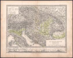 cca 1870 Az Osztrák Magyar Monarchia kőnyomatos térképe. 21x34 cm foltos