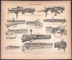 cca 1870 Fegyvereket ábrázoló két rotációs fametszet 21x34 cm