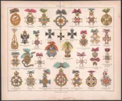 1874 Kitüntetések színes fametszet. 21x34 cm