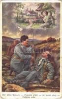 1918 Der letzte Wunsch / Az utolsó óhaj / WWI Austro-Hungarian K.u.K. military art postcard, the last wish, injured soldier. O.K.W. 4007. (kopott sarkak / worn corners)