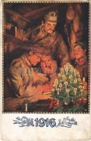 Weihnachten 1916 / WWI Austro-Hungarian K.u.K. military art postcard with Christmas greeting s: Kuderna (fa)