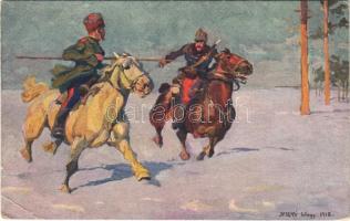 Párbaj / Zweikampf / WWI Austro-Hungarian K.u.K. military art postcard, duel s: Juszkó (EB)