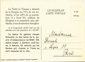 Zombor, Sombor; Schweidel szobor. Kiadja a Délvidéki Egyetemi és Főiskolai Hallgatók Egyesülete / Hu...