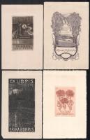 10 db magyar és külföldi ex libris, többek közt Mata János (1907-1944) alkotásával, vegyes technikák...