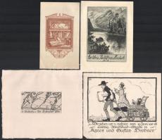 10 db régi ex libris, vegyes technikákkal