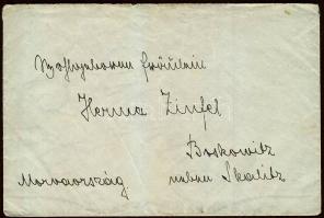 1910 Levél "BAJA" pályaudvari + "BAJASZABADKA" vasúti bélyegzéssel Morvaországba