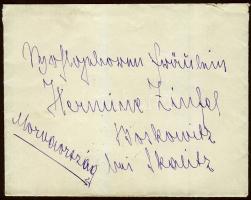 1910. Levél Morvaországba, feladója Bernhart Sándor kolozsvári egyetemi hallgató, későbbi bajai főügyész és polgármester