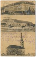 1915 Deliblát, Deliblato; Községháza, Hotel Palicsek szálloda, Görögkeleti szerb templom / town hall, hotel, Serbian Orthodox church (r)