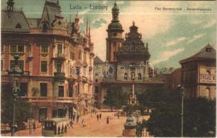 Lviv, Lwów, Lemberg; Plac Bernardynski / square, cafe, tram