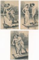 5 db RÉGI humoros képeslap sorozatban: erotikus romantikus pár / 5 pre-1945 humorous postcards in a series: erotic romantic couple