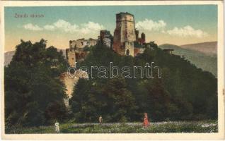 Zboró, Zborov; Zborovsky hrad / várrom. Eschwig és Hajts kiadása és felvétele / castle ruins (vágott / cut)