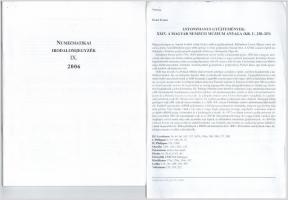 Vegyes 12db-os numizmatikával kapcsolatos cikk, leírás, katalógus másolat tétel, közte a Toldi Mikló...