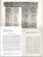 Vegyes 12db-os numizmatikával kapcsolatos cikk, leírás, katalógus másolat tétel, közte a Toldi Mikló...