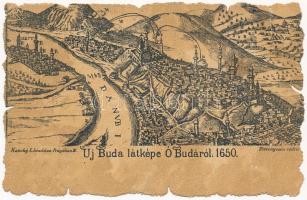 Budapest anno 1650. Újbuda látképe Óbudáról. Kaucky L. kiadása (b)