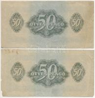 1944. 20P "A Vöröshadsereg Parancsnoksága" (2x) egyik felfelé csúszott sorszámmal + 50P &q...