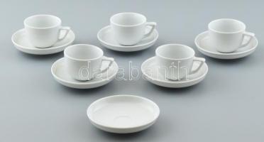 Rosenthal porcelán mokkás csésze és alj készlet. 5 csésze + 6 alj. Fehér mázas, jelzett, hibátlan