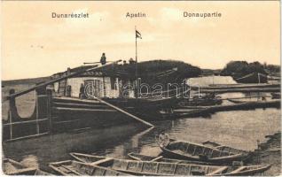 1921 Apatin, Duna részlet, csónakok / Donaupartie / Danube, boats (r)