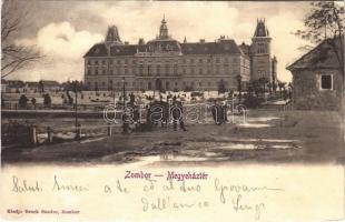 1901 Zombor, Sombor; Megyeháztér, Megyeháza, piac. Bruck Sándor kiadása / county hall, market (fl)