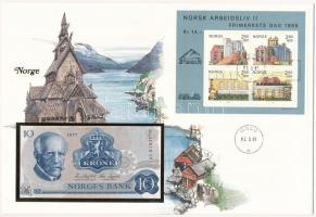 Norvégia 1977. 10K felbélyegzett borítékban, bélyegzéssel T:I Norway  1977. 10 Kroner in envelope with stamp and cancellation C:UNC