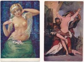 10 db RÉGI erotikus művész képeslap / 10 pre-1945 erotic art motive postcards