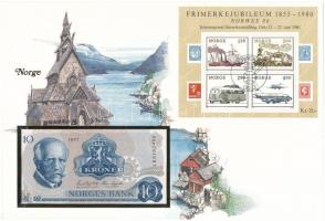 Norvégia 1977. 10K felbélyegzett borítékban, bélyegzéssel T:I Norway  1977. 10 Kroner in envelope with stamp and cancellation C:UNC