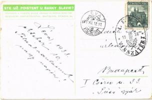 1938 Slavia - Vzájemne Pojistovací Banka. Ste uz poisteny u banky slavie? / Pozsonyi szlovák bank sz...