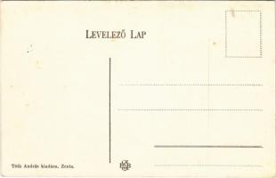 Zenta, Senta; Fő tér, piac, Takarékpénztár. Tóth András kiadása / main square, market, savings bank ...