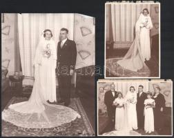5 db régi fotó, nagy méretű karton kép esküvői fotó
