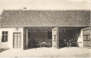 1911 Gádor, Gákova, Gakovo; Szövetségi Önkéntes Tűzoltóság garázsa, tűzoltókocsik / garage of the Federal Volunteer Firefighters Brigade, fire carts. photo