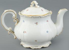 Zsolnay virágmintás 6 személyes teás készlet. Matricás, jelzett, kopásnyomokkal, apró lepattanással