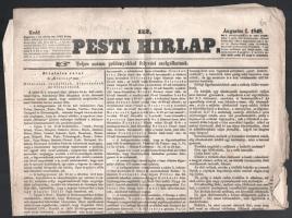 1848 A Pesti Hírlap augusztus 1-i száma