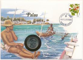 Amerikai Egyesült Államok / Palau 1987. 25c felbélyegzett borítékban, bélyegzéssel, német nyelvű leírással T:1  USA / Palau 1987. 25 Cents in envelope with stamp and cancellation, with German description C:UNC