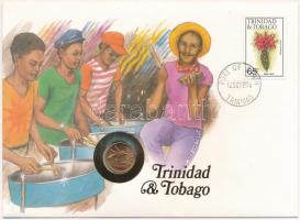 Trinidad és Tobago 1979. 1c felbélyegzett borítékban, bélyegzéssel, német nyelvű leírással T:1  Trinidad and Tobago 1979. 1 Cent in envelope with stamp and cancellation, with German description C:UNC