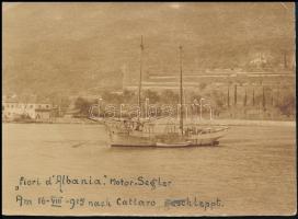 1915 Kotori-öböl, Bay of Kotor, Cattaro; Fiori dAlbania motoros vitorlás / Motor Segler / motor sailship. photo (10×13,5 cm) (EK)