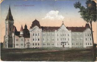 Temesvár, Timisoara; Kegyes tanítórendi főgimnázium a templommal / grammar school, church (kopott sarkak / worn corners)