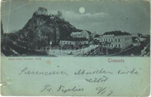1900 Trencsén, Trencín; vár este. Gansel Lipót 10 M / castle at night (szakadás / tear)