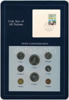 Svájc 1984-1987. 1r-5Fr (8xklf), Coin Sets of All Nations forgalmi szett felbélyegzett kartonlapon T:1  Switzerland 1984-1987. 1 Rappen - 50 Francs (8xdiff) Coin Sets of All Nations coin set on cardboard with stamp C:UNC