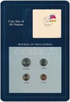 Tajvan ~1980. 1/2Y-10Y (4xklf), Coin Sets of All Nations forgalmi szett felbélyegzett kartonlapon T:1  Taiwan ~1980. 1/2Y - 10 Yuan (4xdiff) Coin Sets of All Nations coin set on cardboard with stamp C:UNC