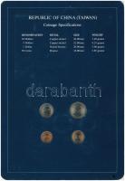 Tajvan ~1980. 1/2Y-10Y (4xklf), "Coin Sets of All Nations" forgalmi szett felbélyegzett ka...