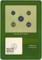 Jemen 1974-1980. 5f-1R (5xklf), Coin Sets of All Nations forgalmi szett felbélyegzett kartonlapon T:1 Yemen 1974-1980. 5 Fils - 1 Riyal (5xdiff) Coin Sets of All Nations coin set on cardboard with stamp C:UNC
